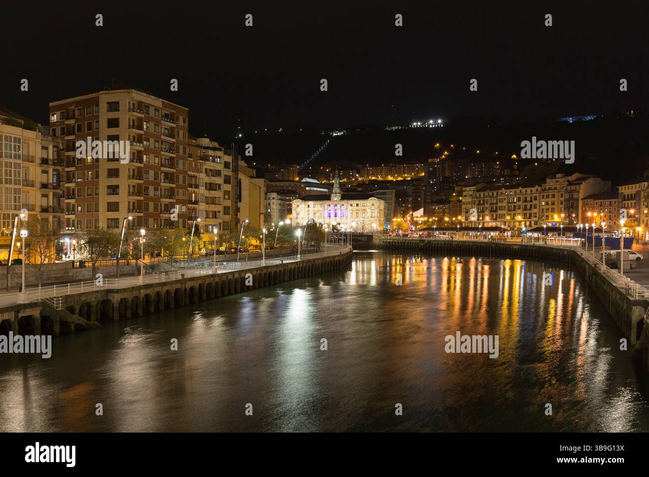 The city of Bilbao by night Stock Photo - Alamy