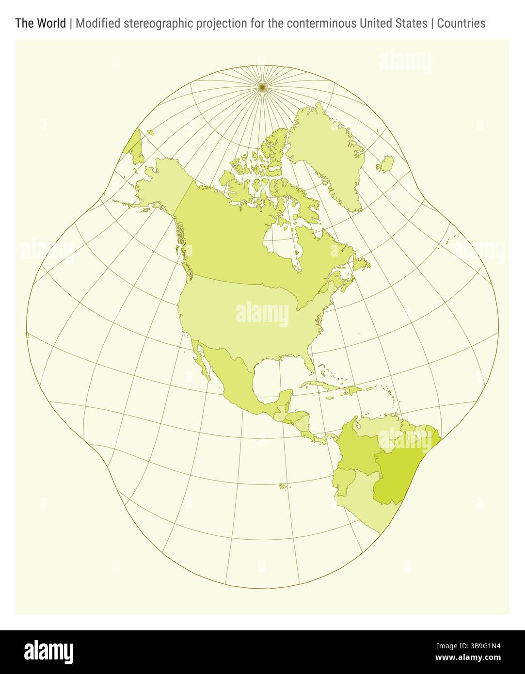World Map. Modified stereographic projection for the conterminous ...