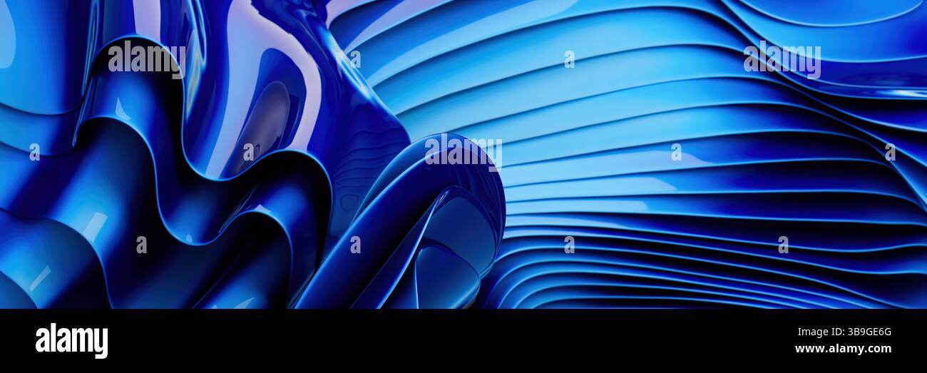 Abstract design of fluid blue waves with smooth curves and dynamic ...