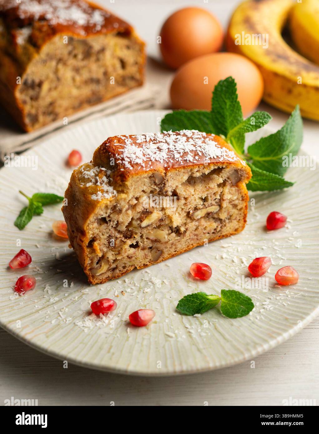 Bananen-Walnuss-Kuchen Stock Photo