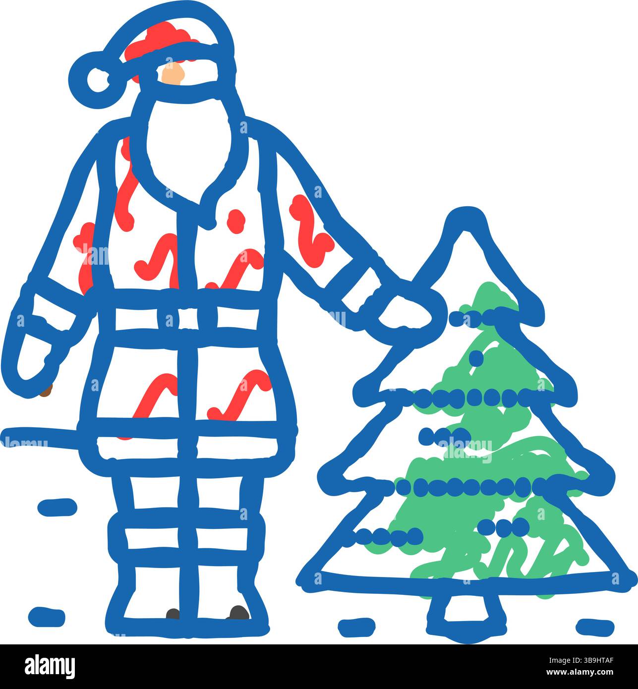 santa claus hugging children icon doodle illustration Stock Vector ...
