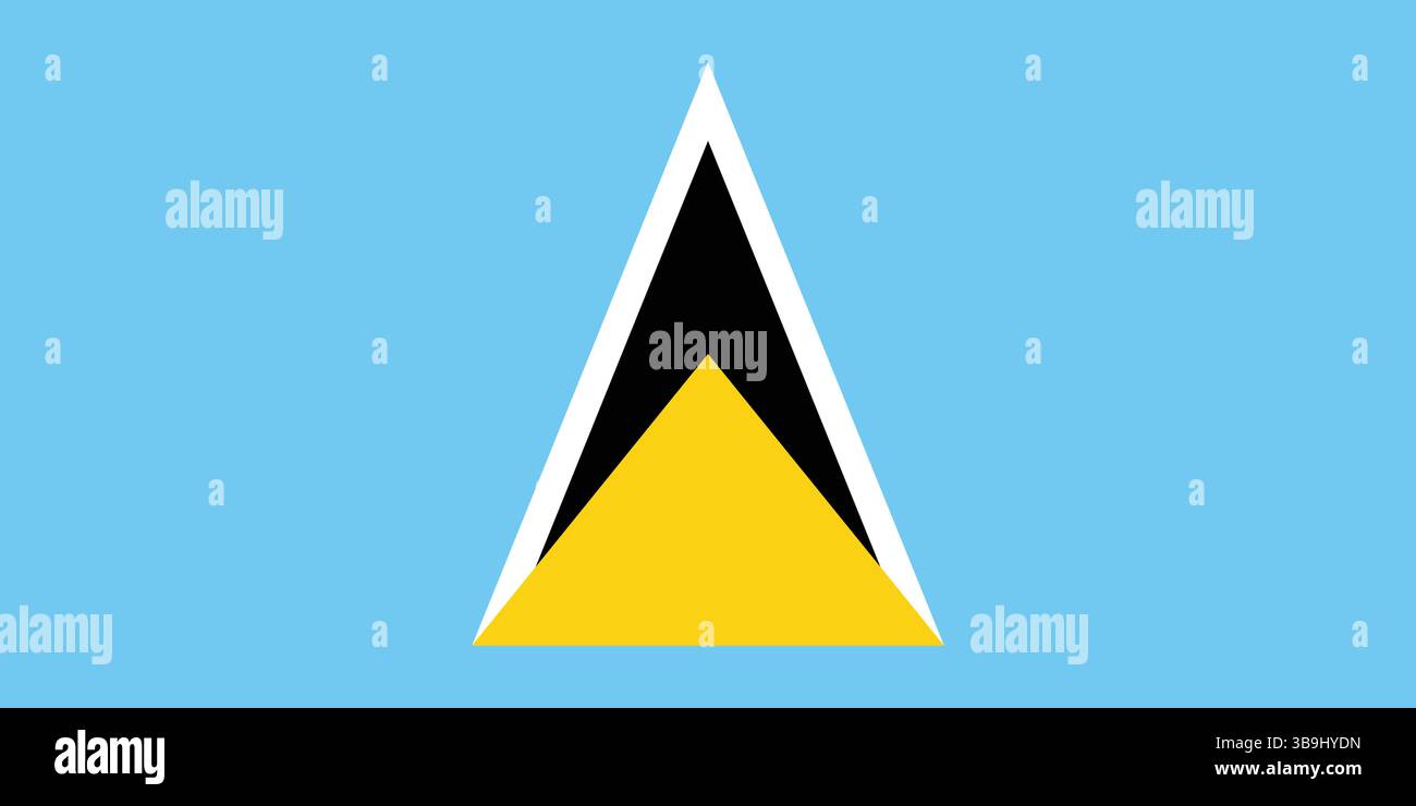 Flag of Saint Lucia. Saint Lucia flag official colors and proportion digital vector illustration. Stock Vector