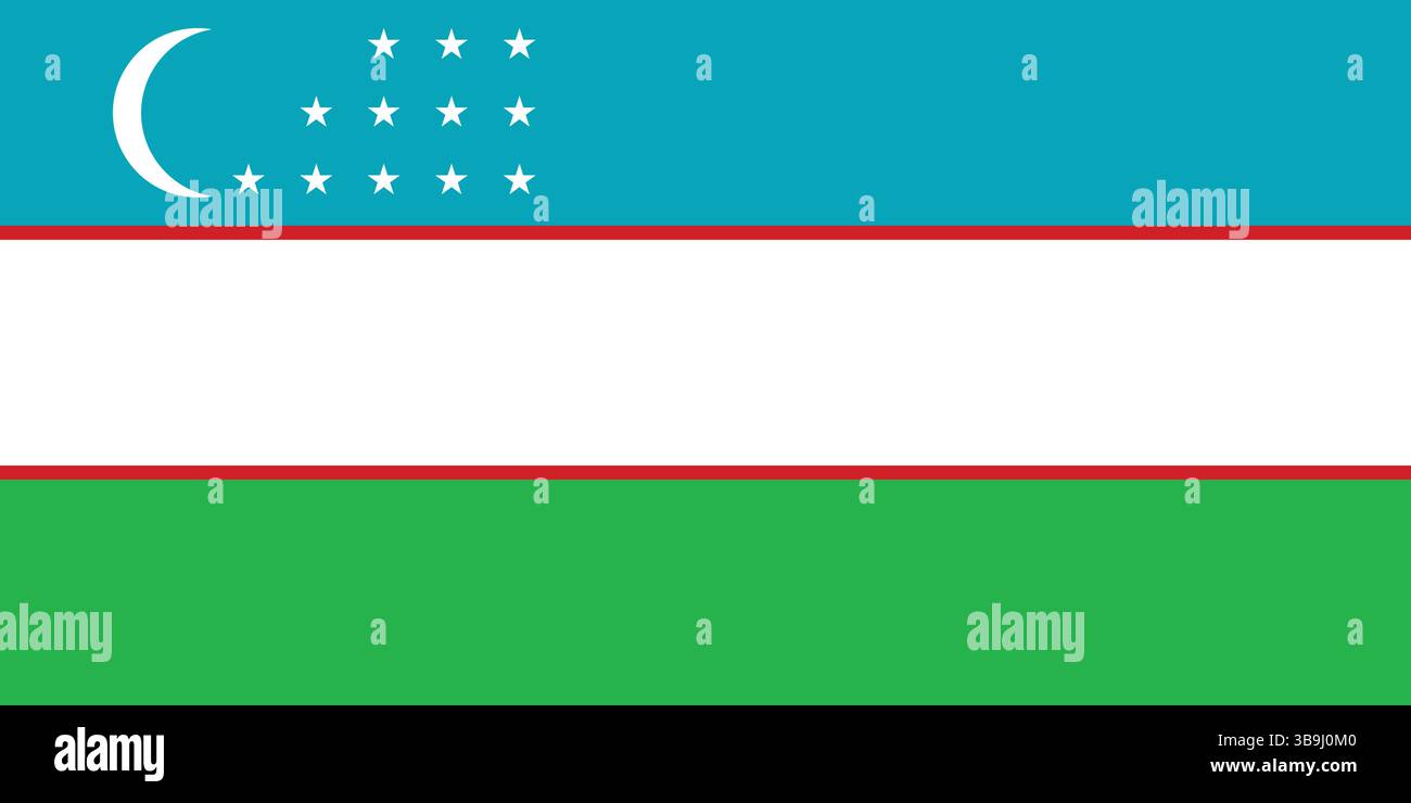 Flag of Uzbekistan. Uzbekistan flag official colors and proportion