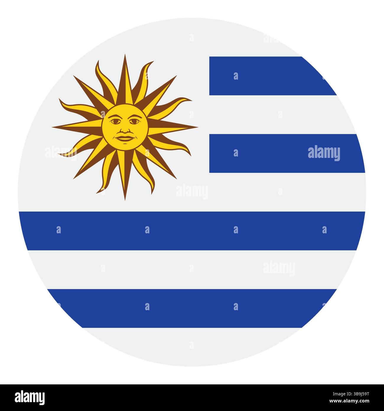 Flag of Uruguay. Uruguay circle flag logo icon computer vector illustration design. Stock Vector