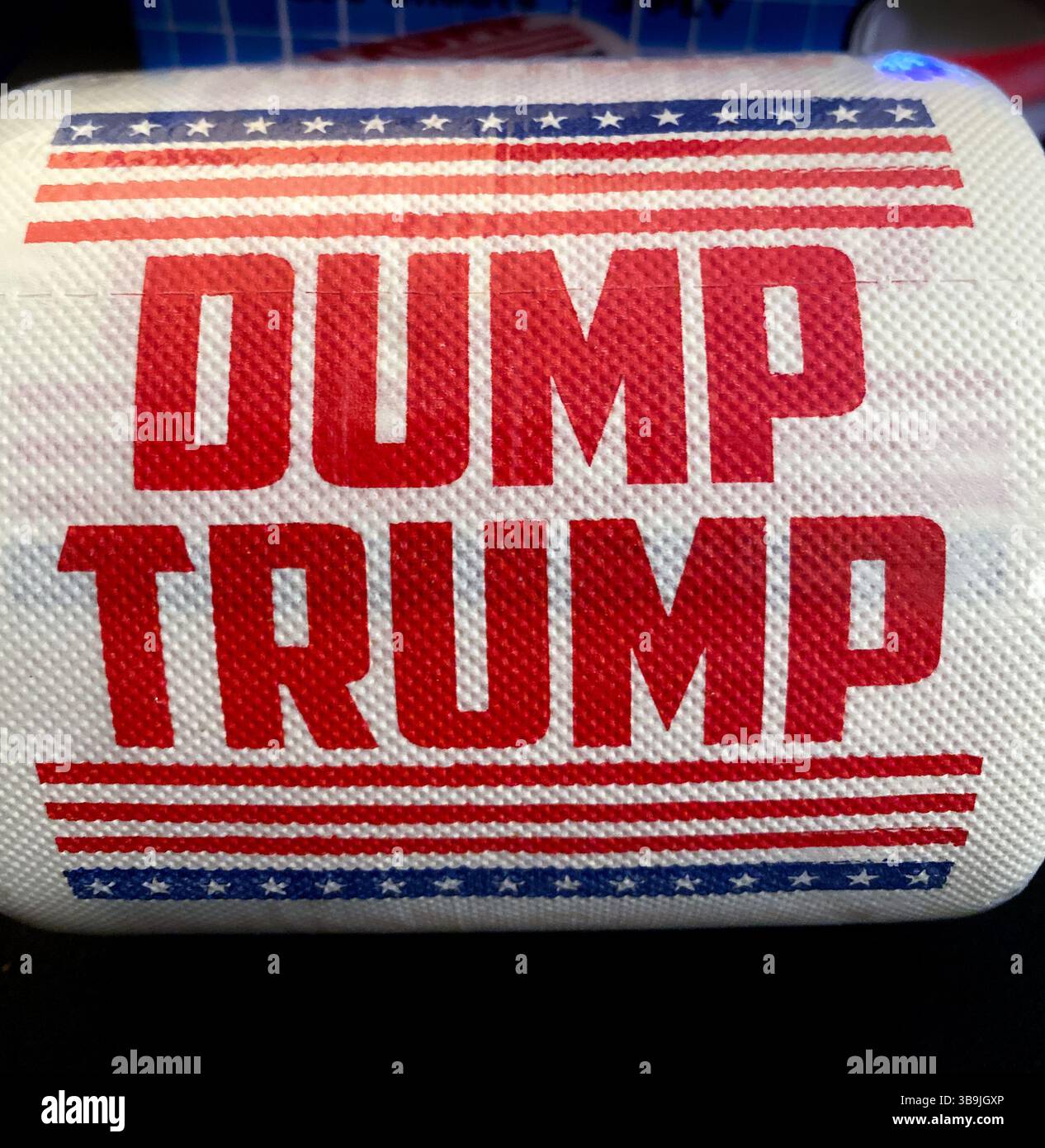 Novelty Toilet paper with political commentary - Smartphone Captured Stock Image