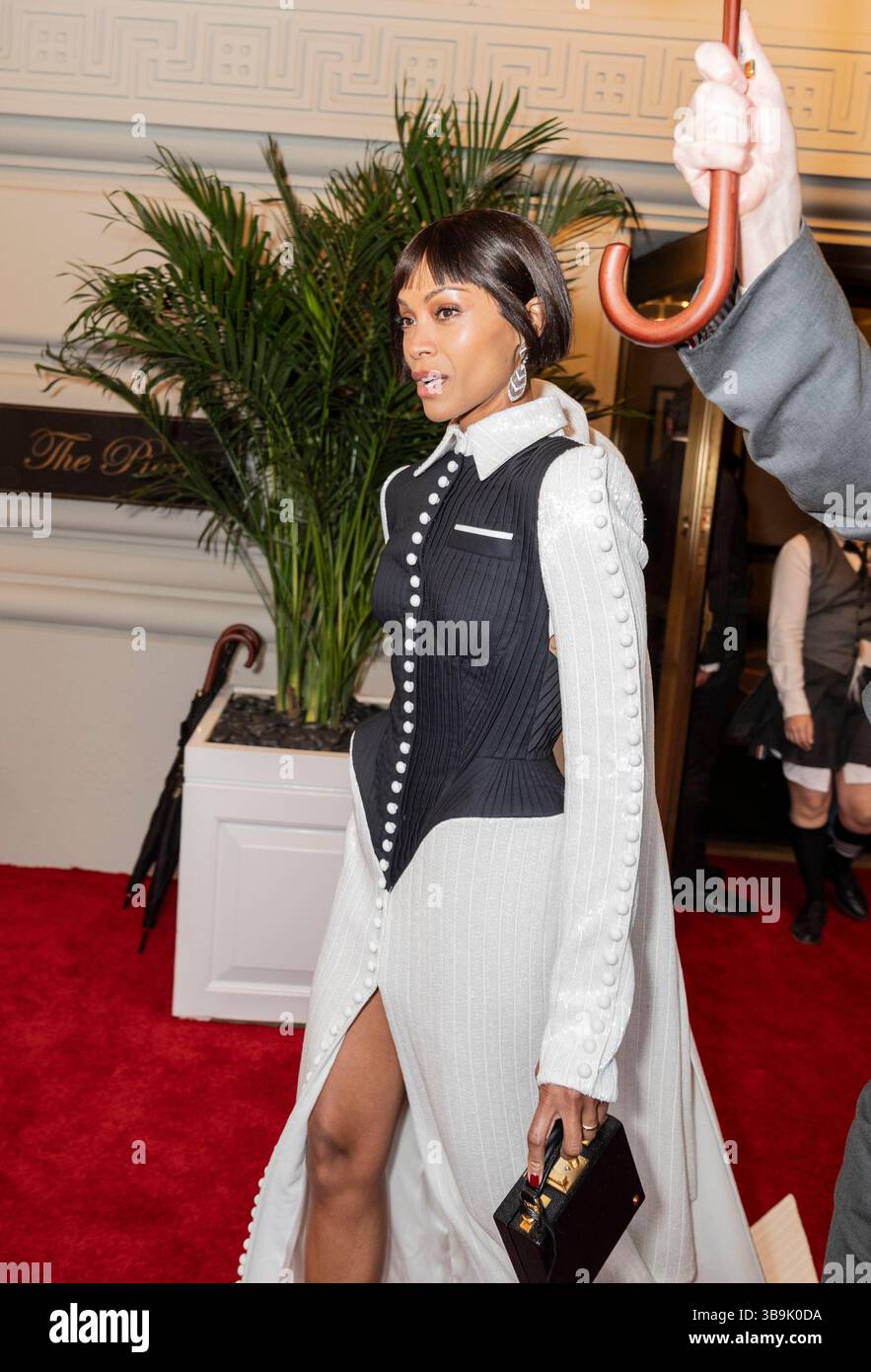 New York - May 5, 2025: Zoe Saldana wearing dress by Thom Browne ...