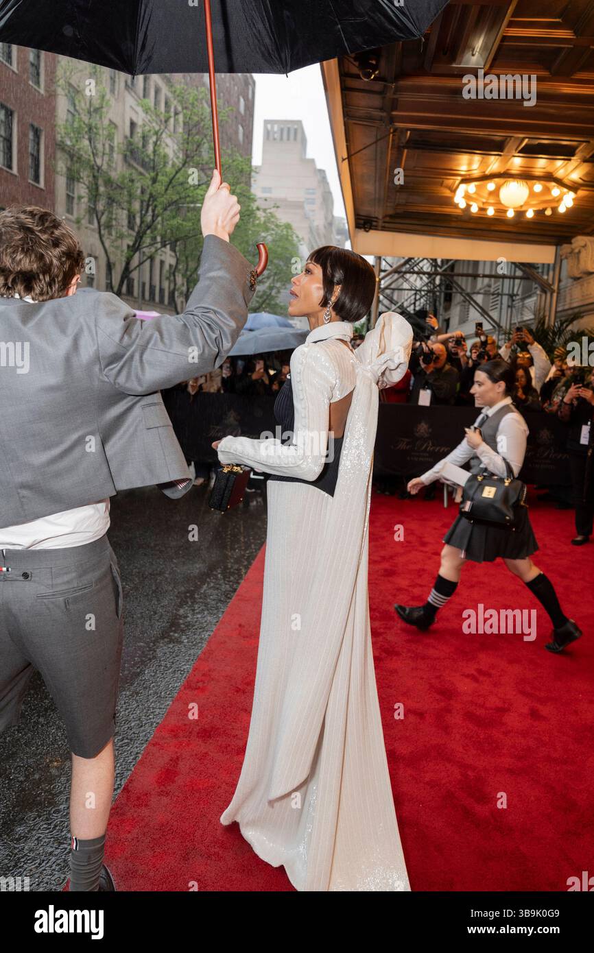 New York - May 5, 2025: Zoe Saldana wearing dress by Thom Browne ...