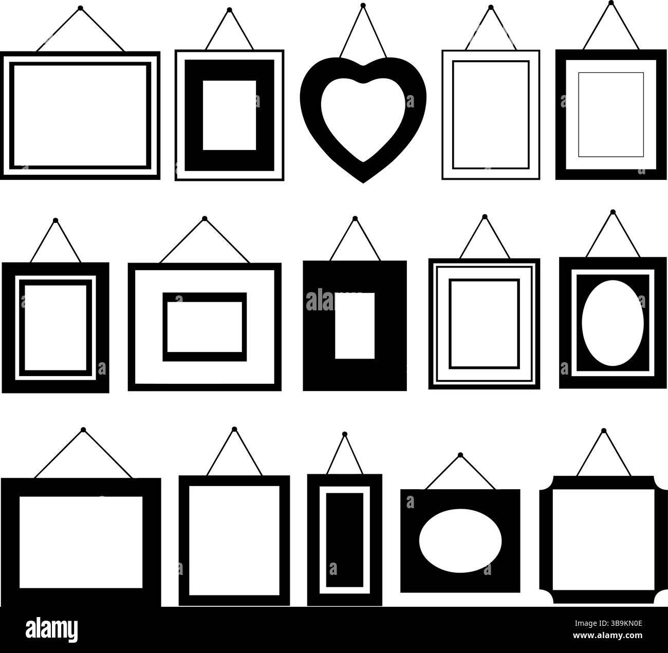 Collage of different picture frames isolated on white background Stock ...