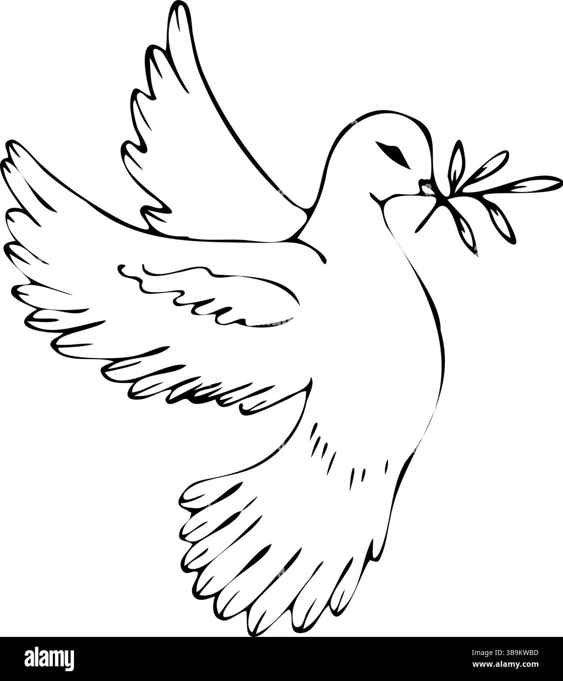 Flying Dove Holding An Olive Branch As A Sign Of Peace Line Art Vector flying-dove-holding-an-olive-branch-as-a-sign-of-peace-line-art-vector