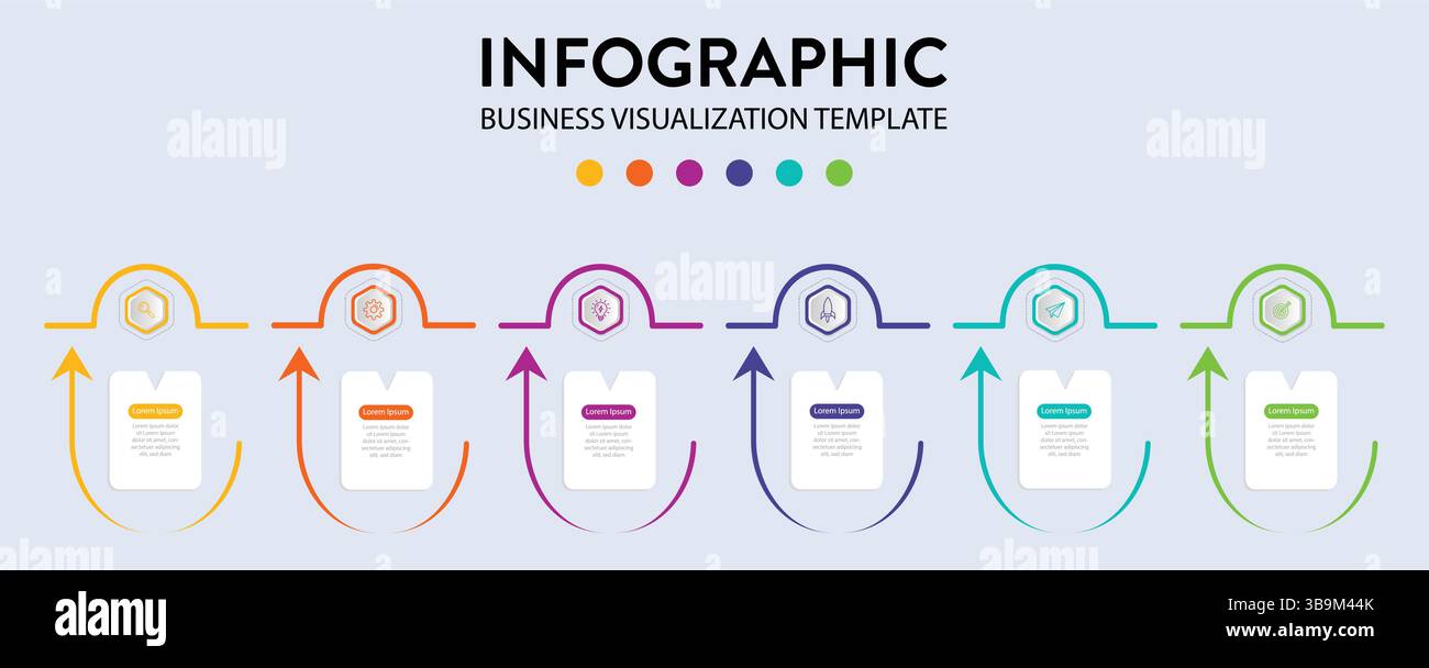 Business Infographic Strategy Planning And Process Visualization With 6 ...