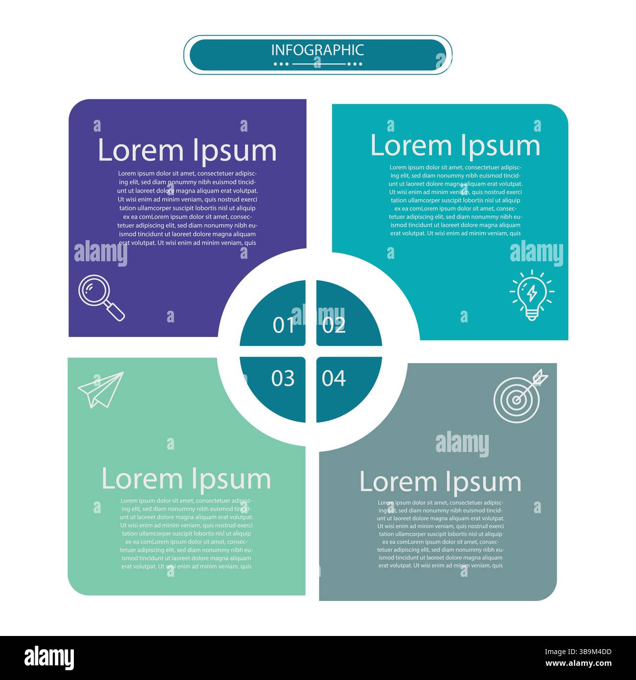 Four Steps For Business Infographic Diagram Stock Vector