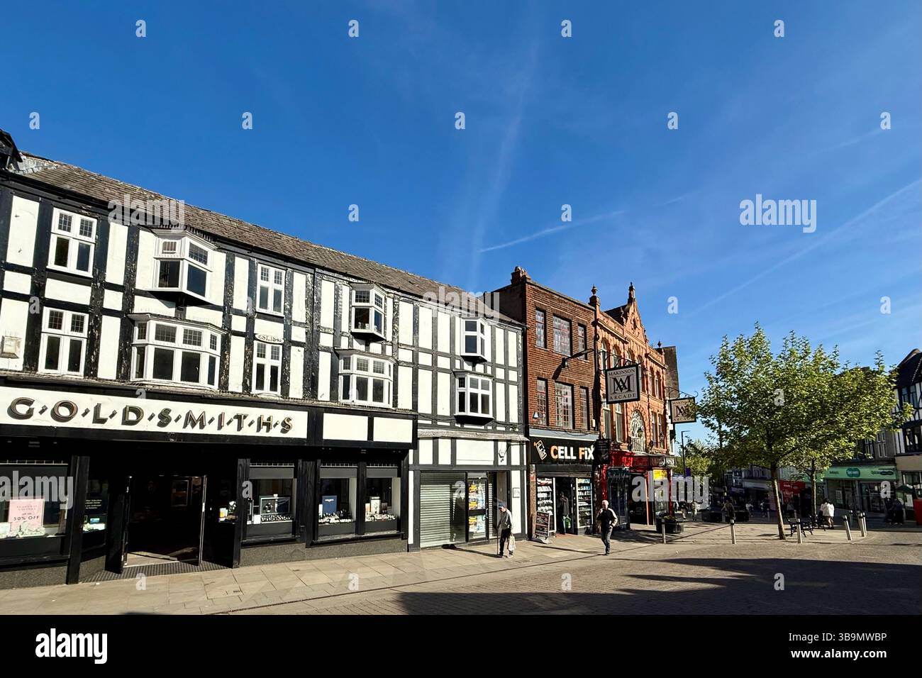 Shops on Wallgate in Wigan town centre - Smartphone Captured Stock Image