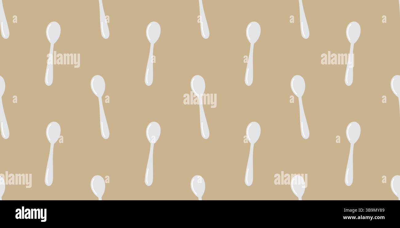 Repeating pattern of white spoons on a neutral background for creative ...
