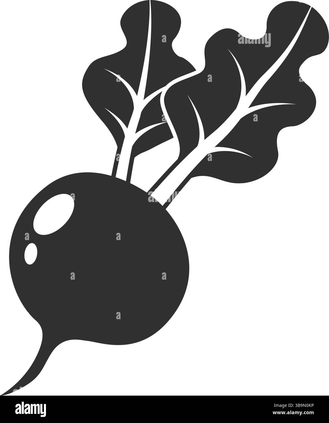 Beetroot vegetable with leaves icon in flat style. Beet plant vector ...