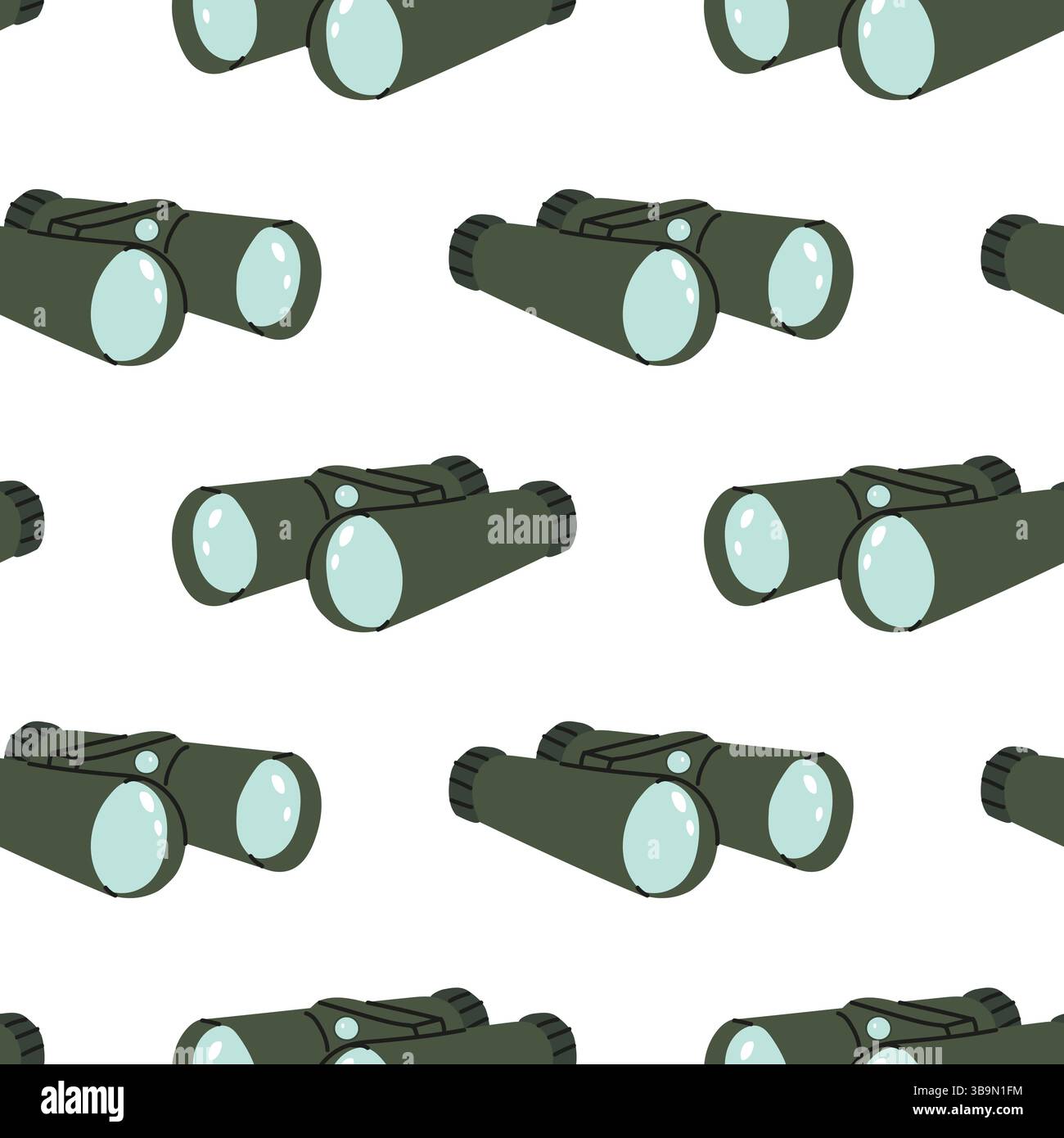 Binocular patterns displayed on white background for nature and exploration themes Stock Vector