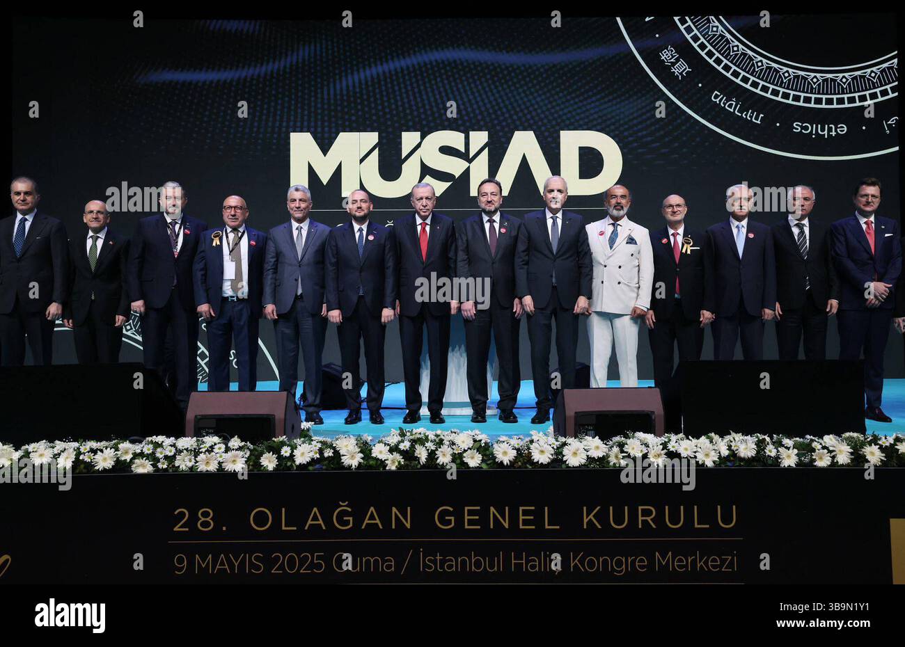 Turkish President Recep Tayyip Erdoan attends the 28th Ordinary General Assembly of the Independent Industrialists and Businessmen Associationon Turkish President, Recep Tayyip Erdoan attends the 28th Ordinary General Assembly of the Independent Industrialists and Businessmen Associationon, May, on May 9, 2025. Photo by Turkish presidency  apaimages Ankara Ankara Turkey 090525 Turkey TPO 003 Copyright: xapaimagesxTurkishxpresidencyxxapaimagesx Stock Photo