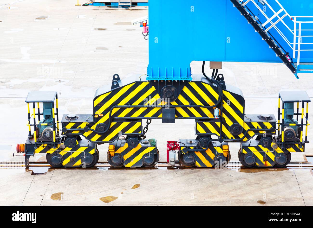 Harbor crane chassis on rails. Stock Photo