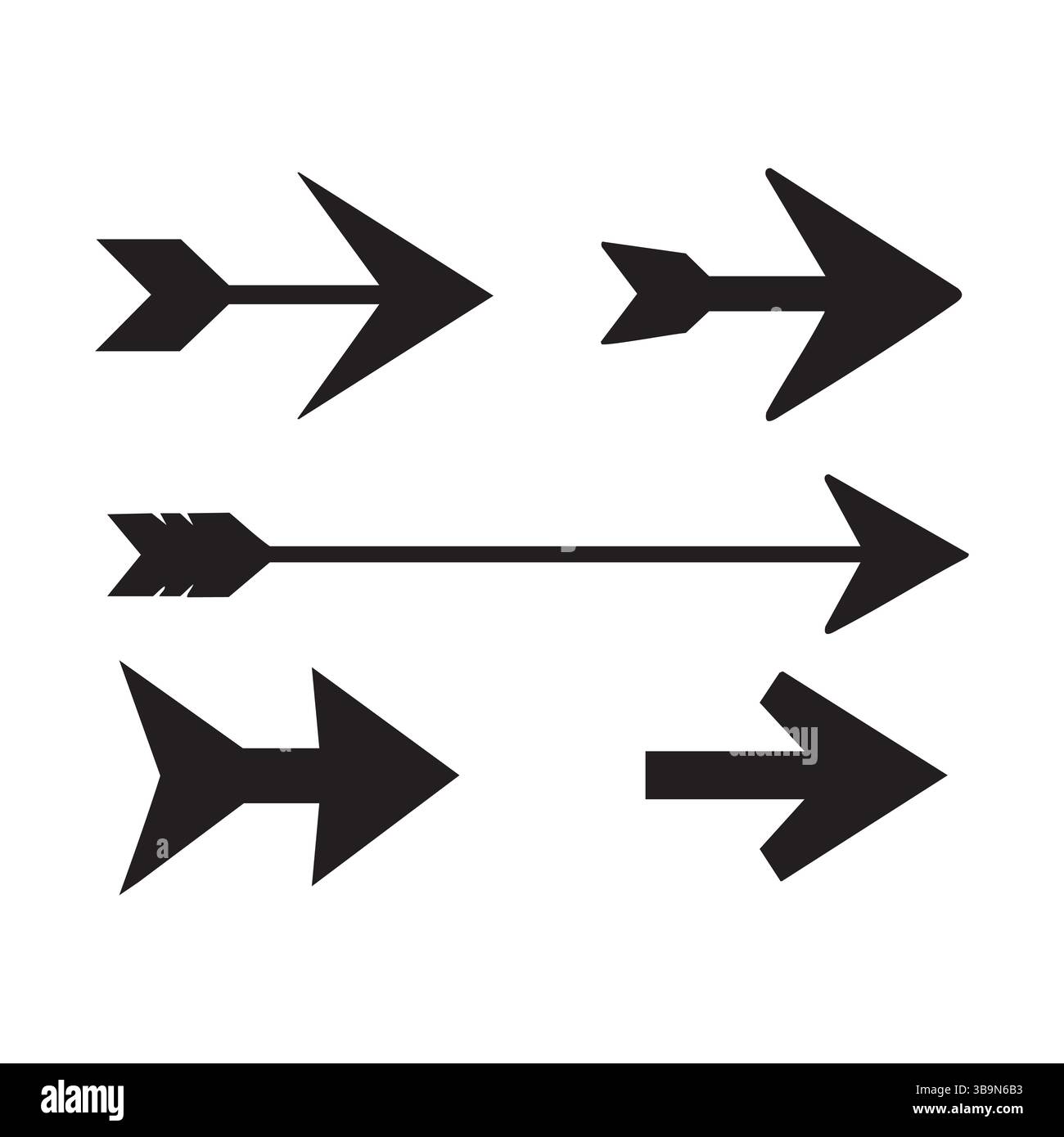 Set of right arrow silhouette icons on white background Stock Vector ...