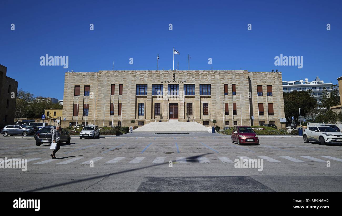 Town Hall, Italian colonial style, Historic building under blue sky ...