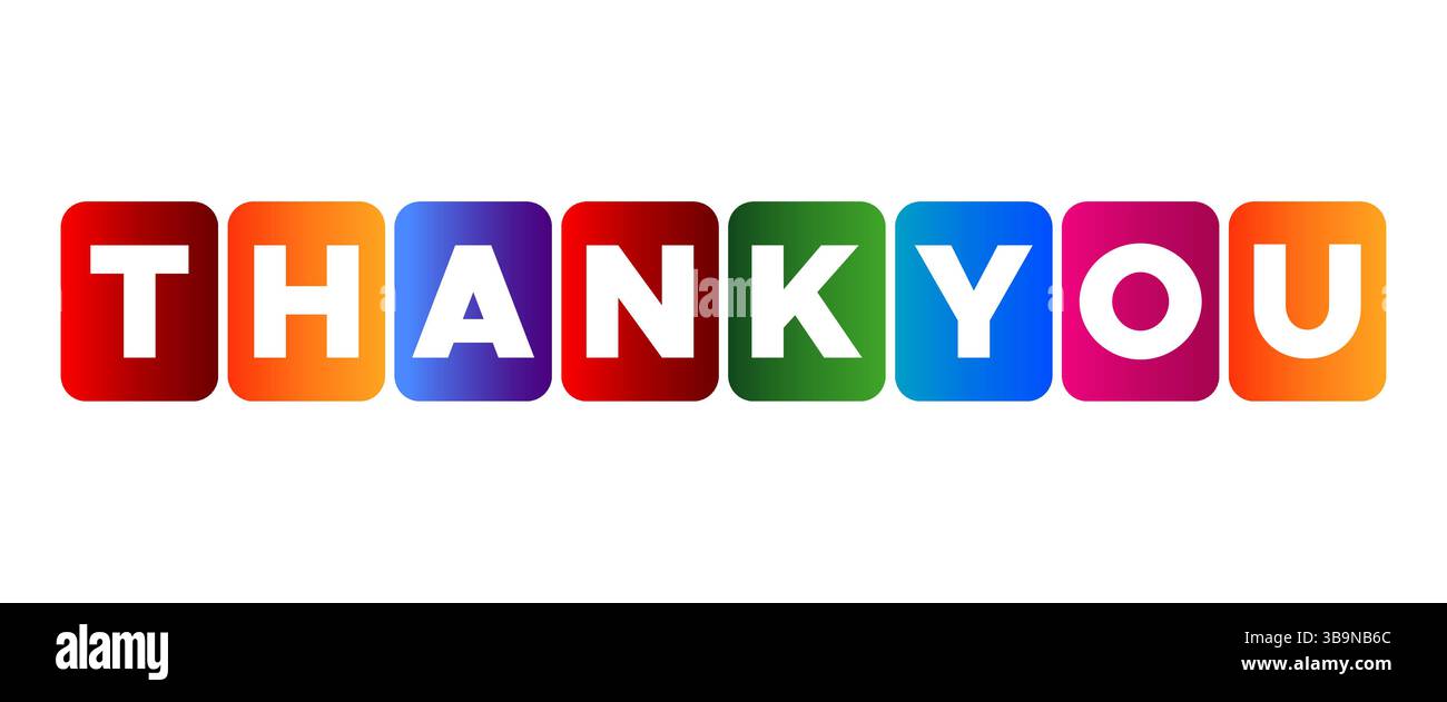 thank you bold letter in abstract gradient cubes vector design Stock Vector