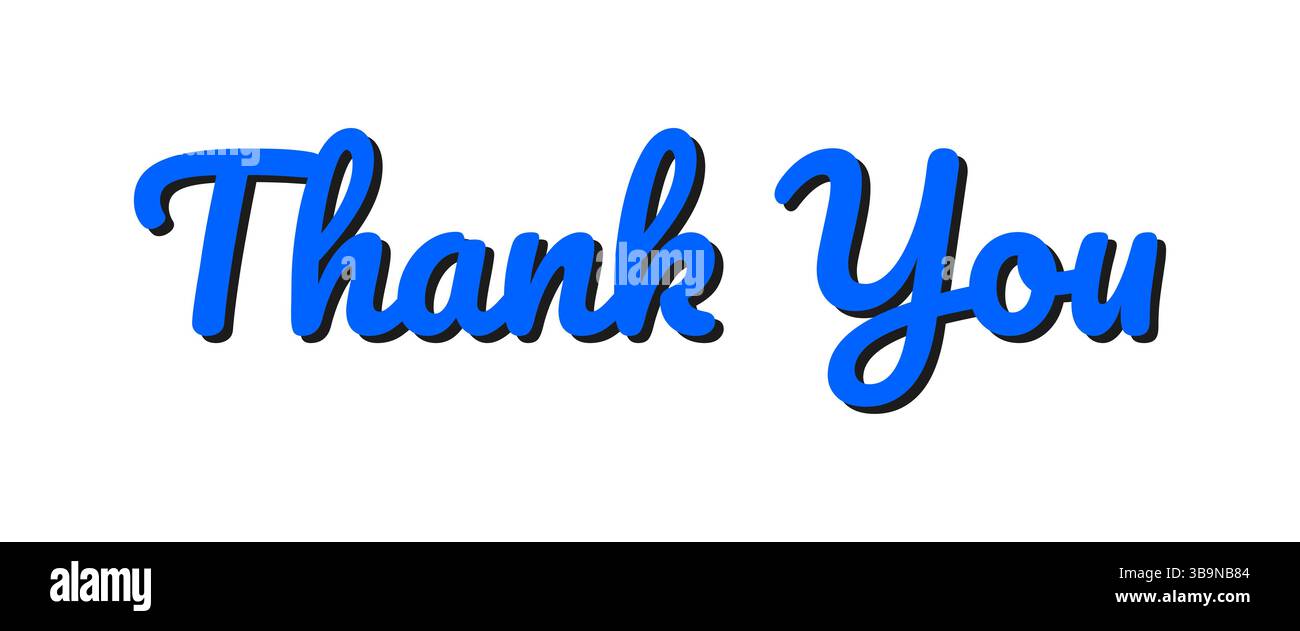 Blue Handwriting Thank You Lettering on White Background Stock Vector ...