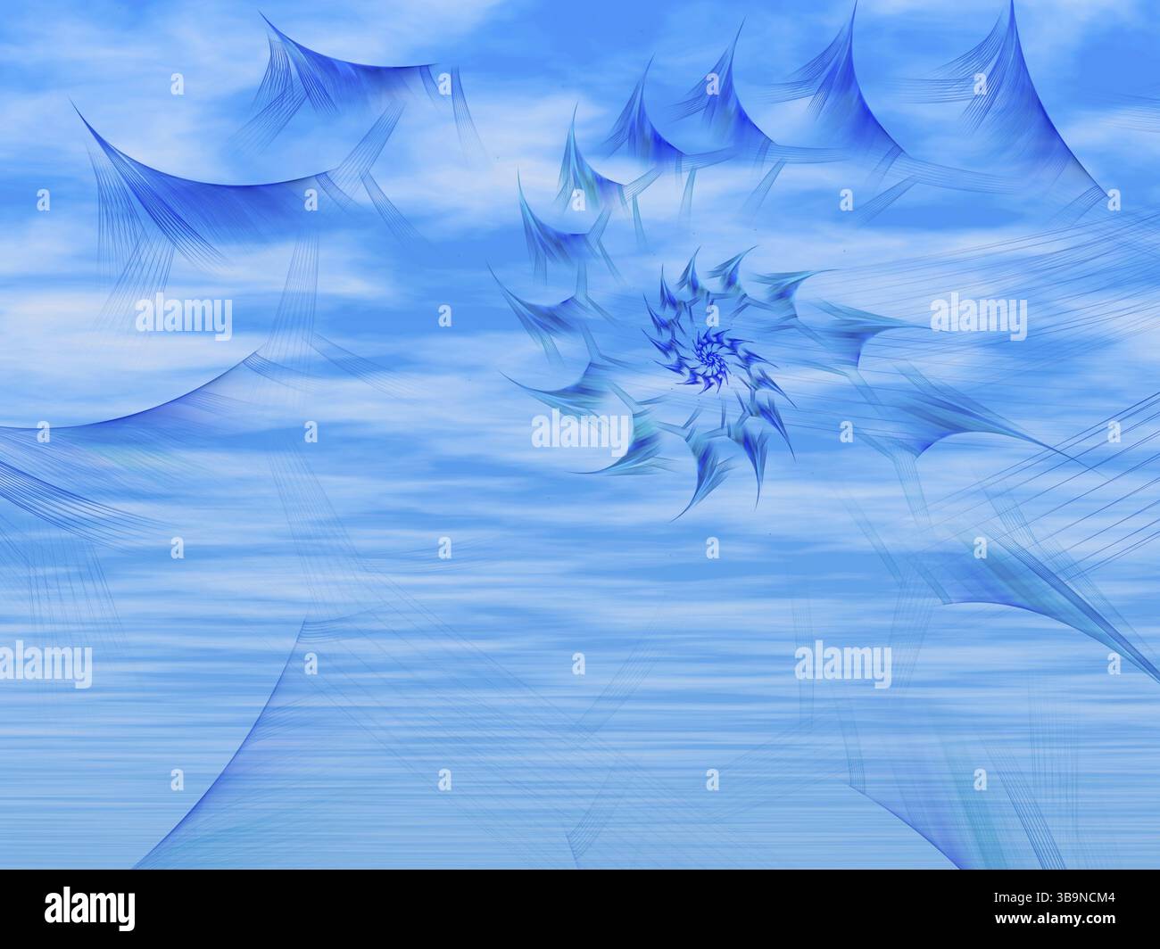 Spiral in a cloudy sky - abstract computer-generated image. Fractal ...