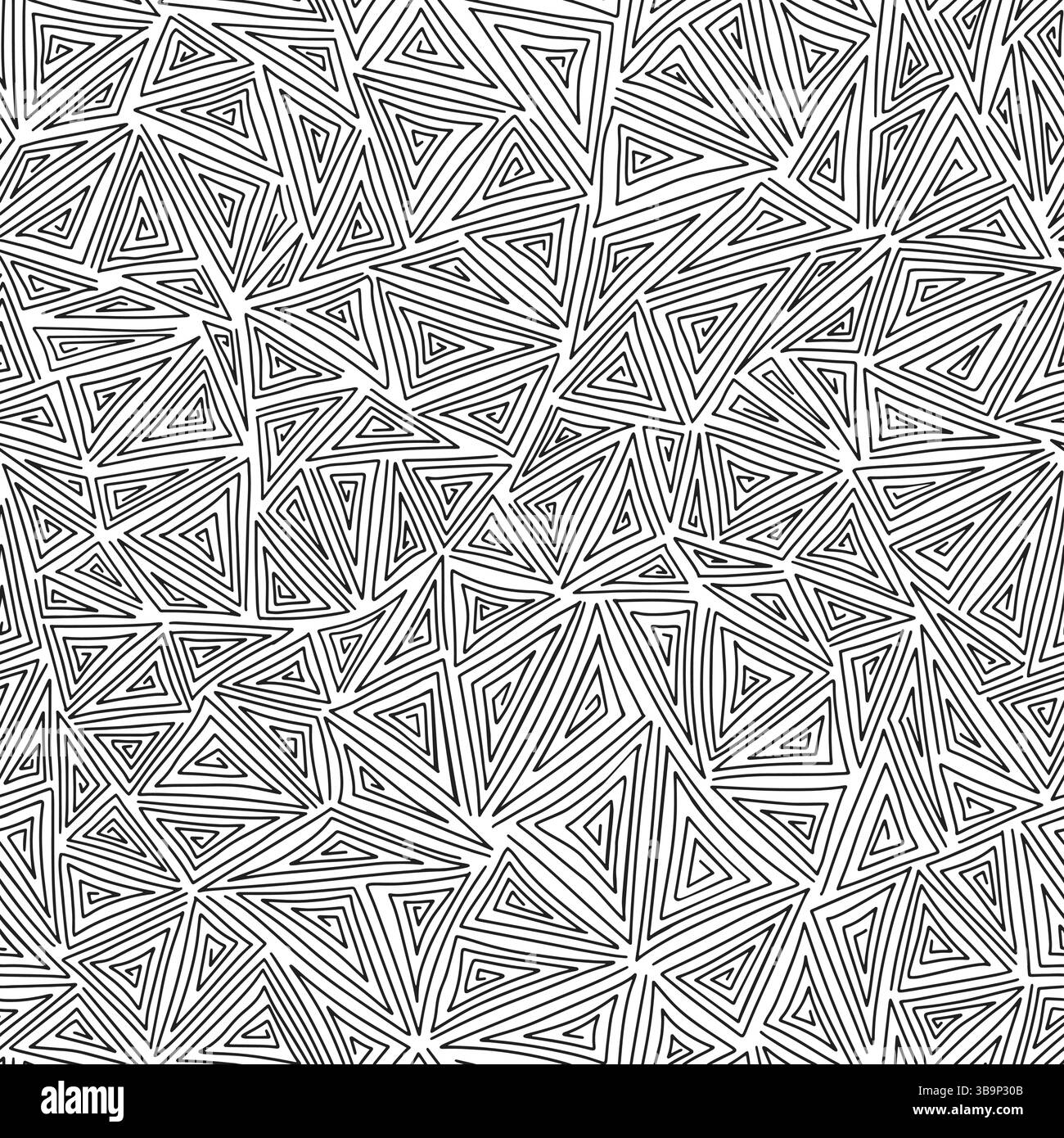 Hand drawn doodle with spiraled triangles, seamless vector pattern for fabric, wallpaper, textile. Vector illustration Stock Vector