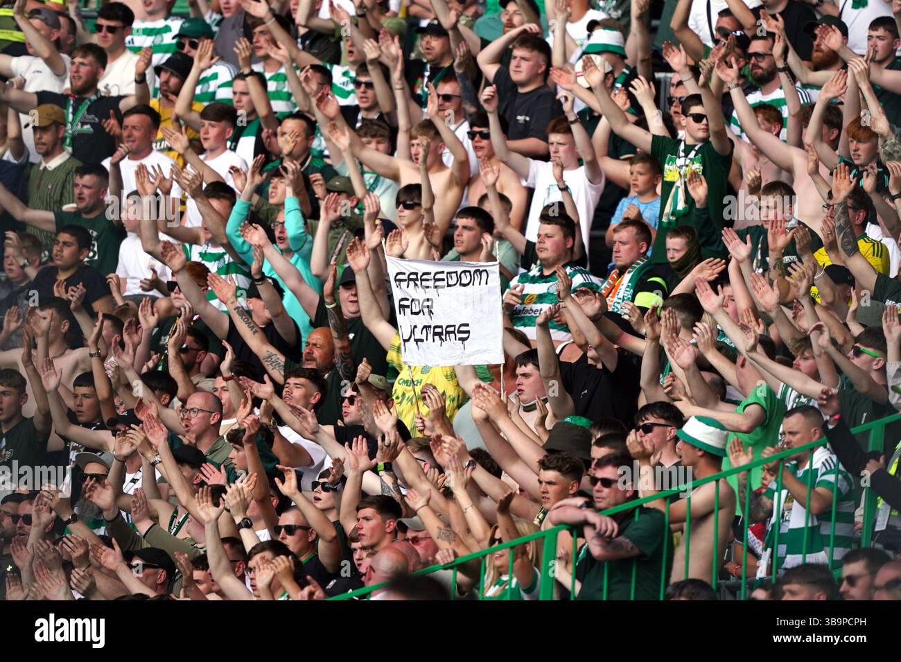 Celtic fans during the William Hill Premiership match at Celtic Park ...