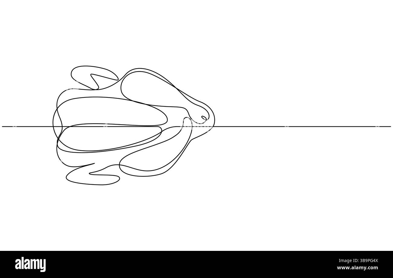 Whole Boiled Chicken continuous one line drawing, Whole Boiled Chicken – Minimalist Line Art Illustration Stock Vector