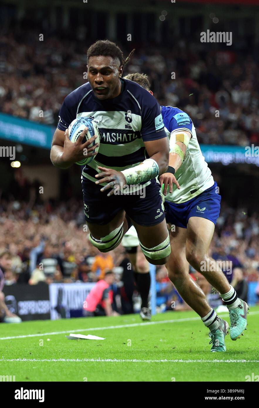 Try Example Picture Bristol Bears' Viliame Mata scores a try during the Gallagher ...