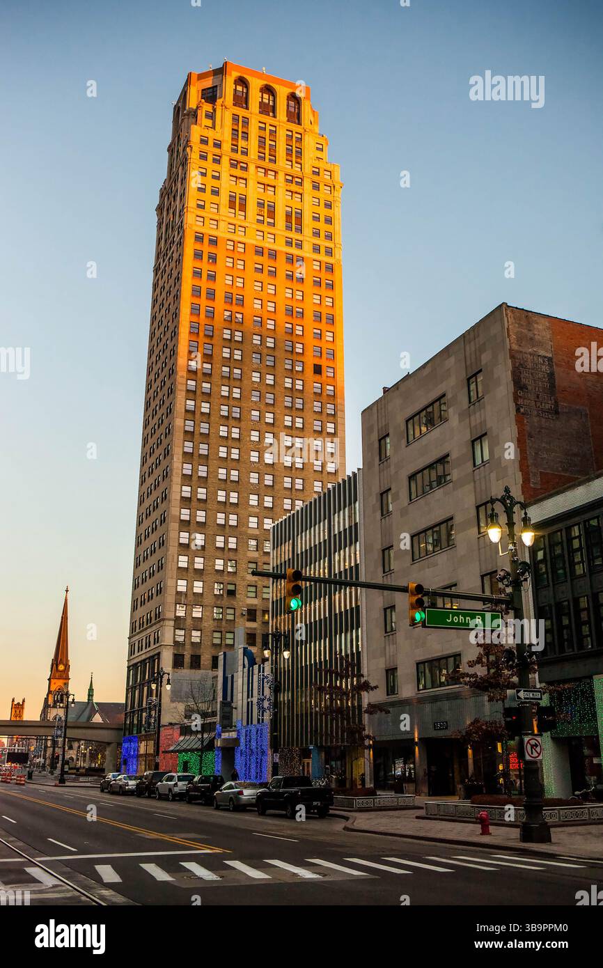 Detroit, MI, USA - 12-11-2015: Photo of downtown Detroit streets ...