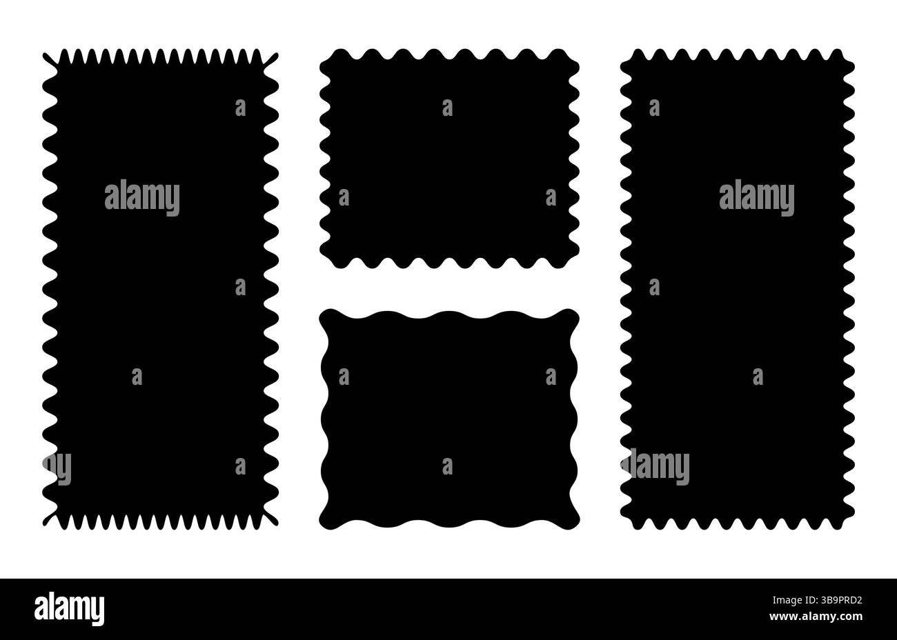 Rectangular patterns with squiggly borders. Wave curve edge black ...