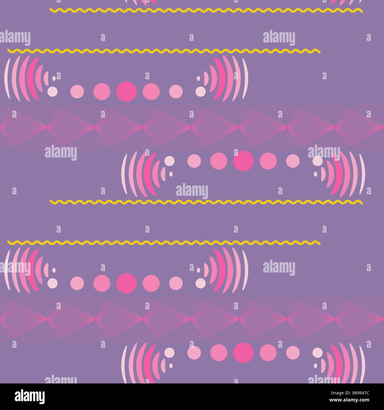 Seamless vector pattern with circles and waves Print for wrapping, background, wallpaper. Stock Vector