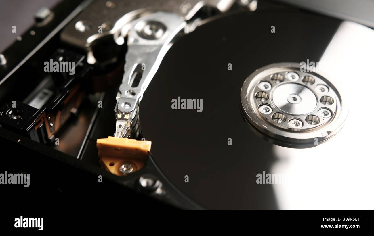 Computer HDD Hard Disk Drive. Computer Storage Memory close up Stock Photo