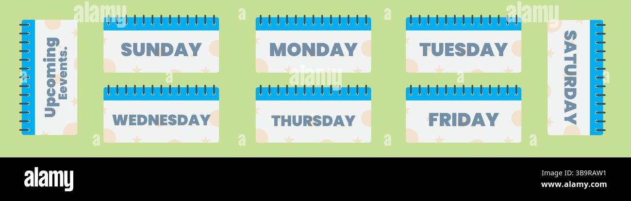 Upcoming Events Calendar Week Sunday to Saturday Schedule Vector ...