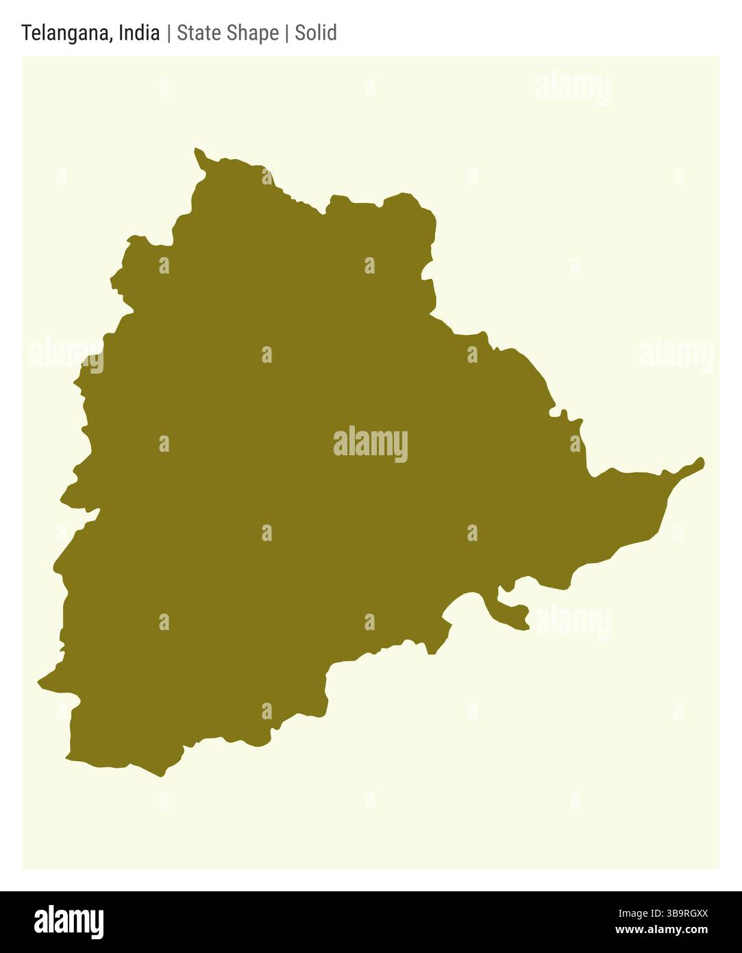 Telangana, India. Simple vector map. State shape. Solid style. Border of Telangana. Vector illustration. Stock Vector