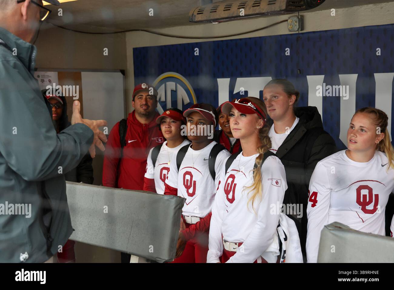ATHENS, GA - MAY 10: Oklahoma players listen to SEC Commissioner Greg ...