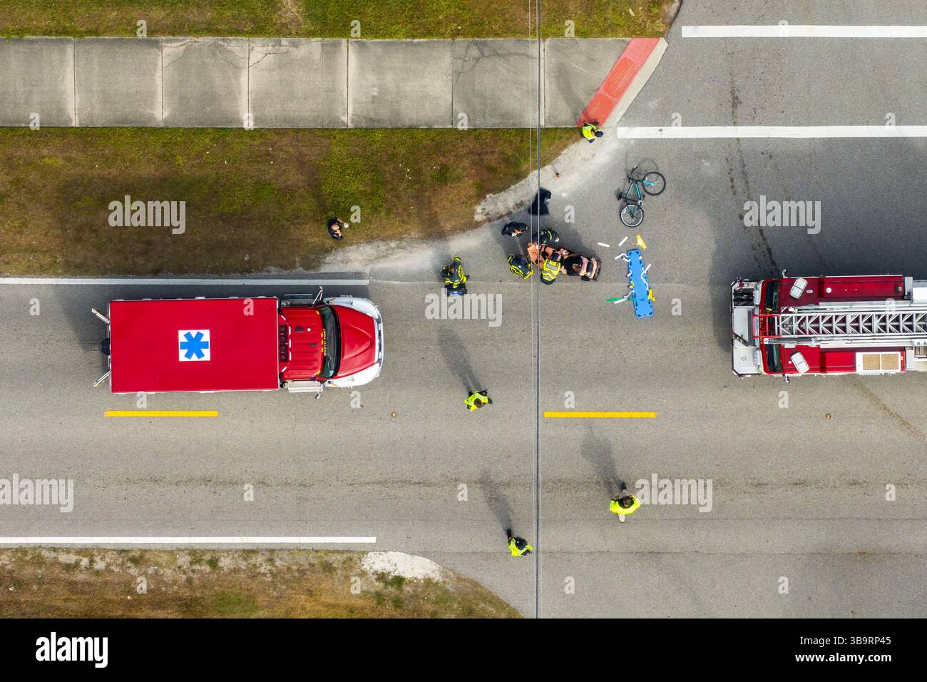 Car hit cyclist accident on city street in Florida. Result of ...