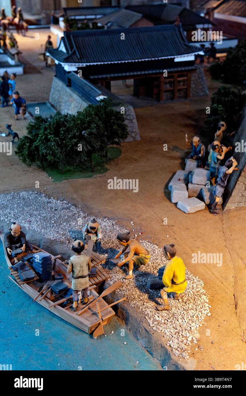 Miniature Japanese diorama model depicting the construction of Kochi ...