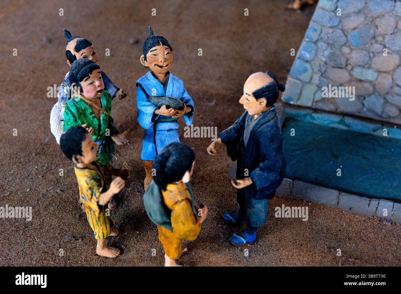Miniature Japanese diorama model depicting the construction of Kochi ...