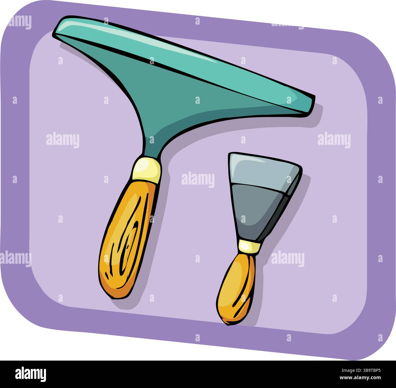 vector illustration of a hand chisel and brush painting tool in cartoon ...