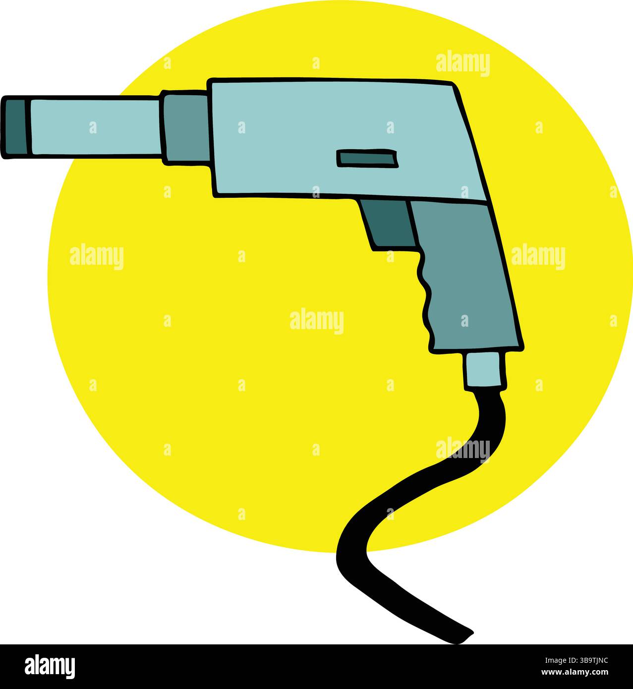An abstract vector illustration shows a mechanic drill in cartoon style Stock Vector
