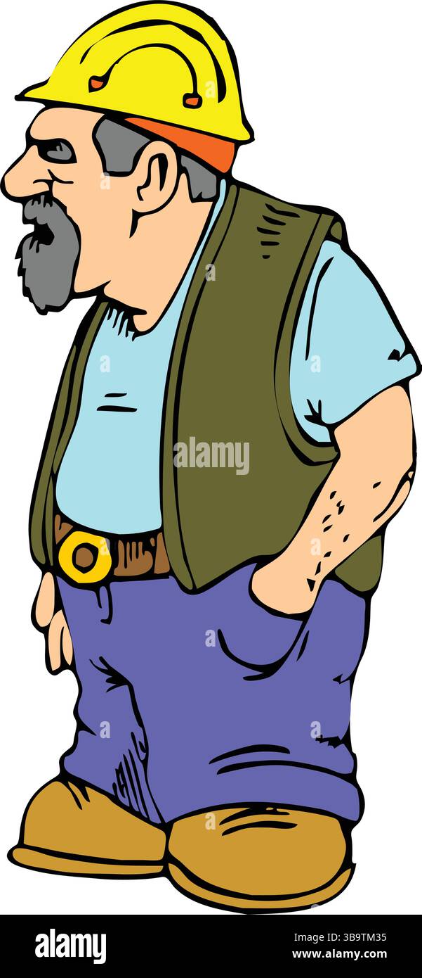 An abstract vector illustration shows a Worker wearing hard hat in ...