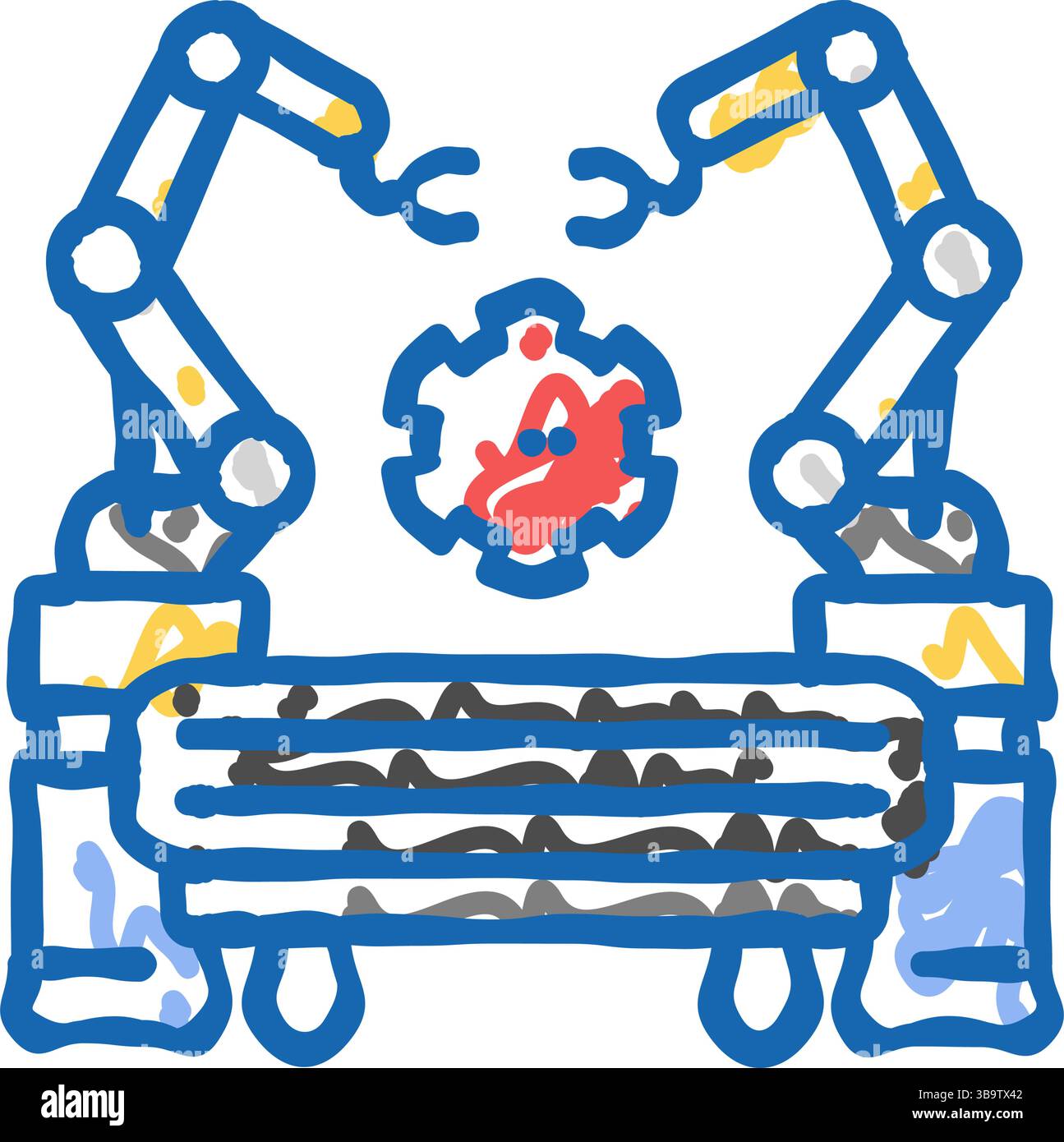 industrial automation mechanical engineer icon doodle illustration ...
