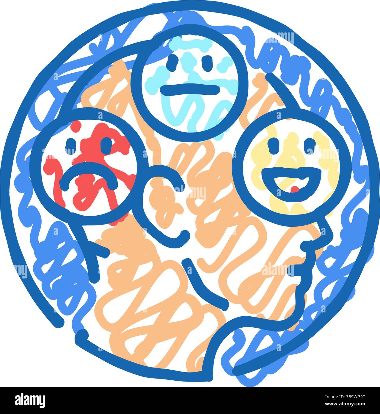 changes mood behavior disease symptom icon doodle illustration Stock ...
