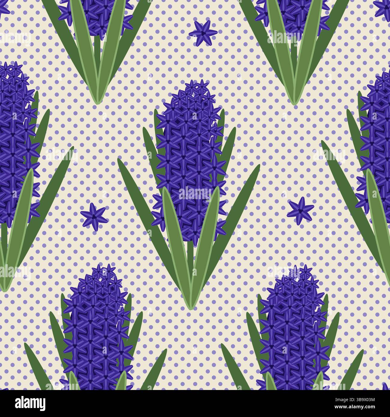 Hyacinth Flowers With Olive Leaves Stock Vector