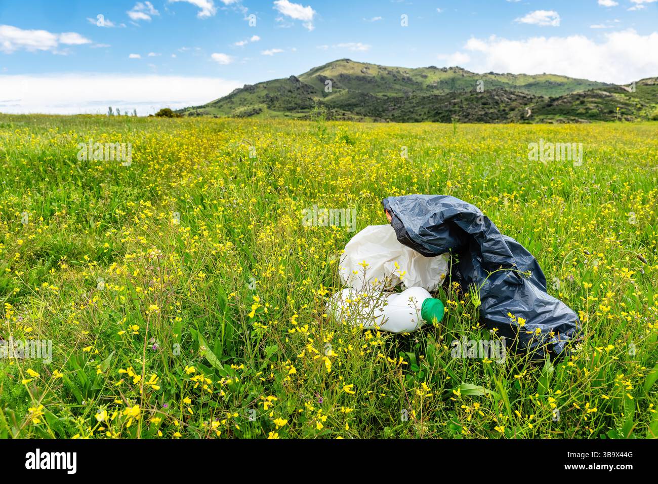 Garbage and plastics abandoned in the countryside polluting the ...