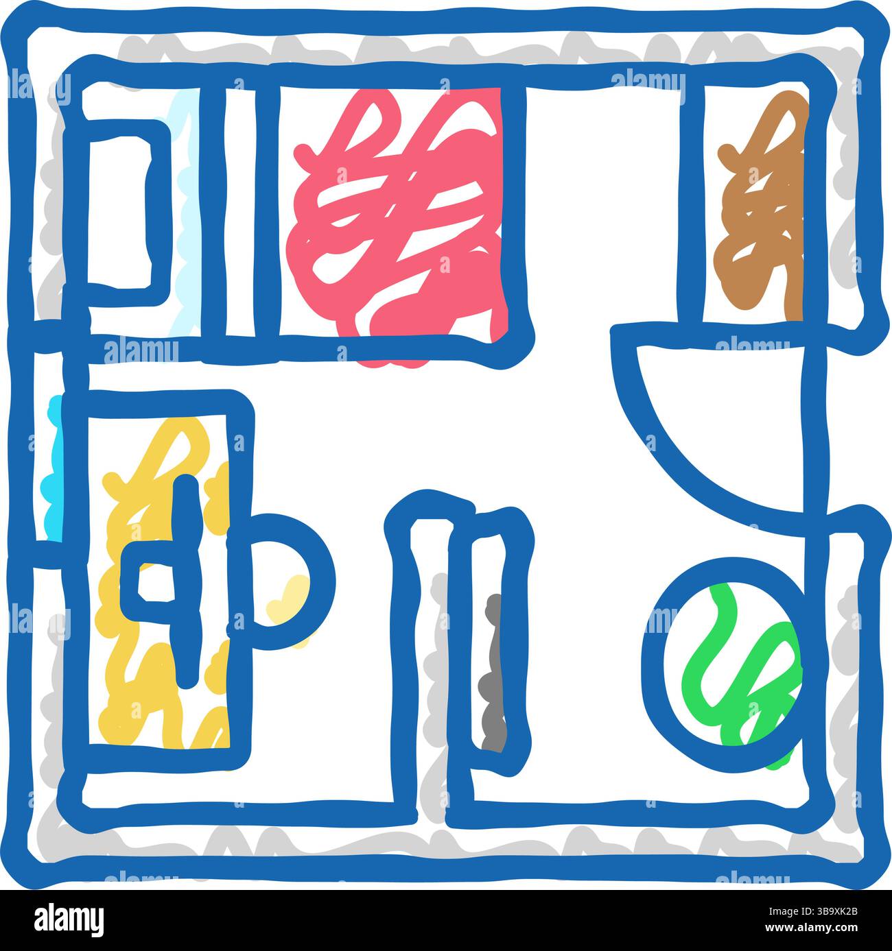 furniture arrangement interior designer icon doodle illustration Stock ...