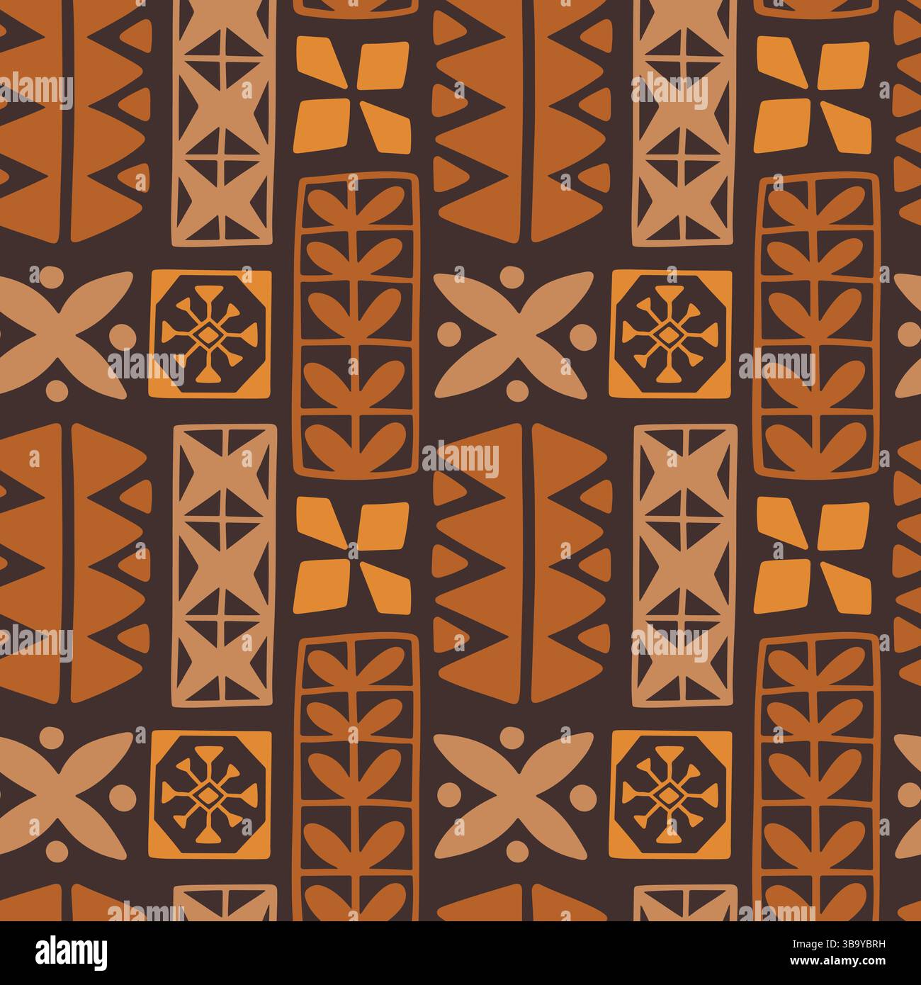 Polynesian Hawaiian Tapa Ethnic Seamless Pattern Stock Vector Image ...