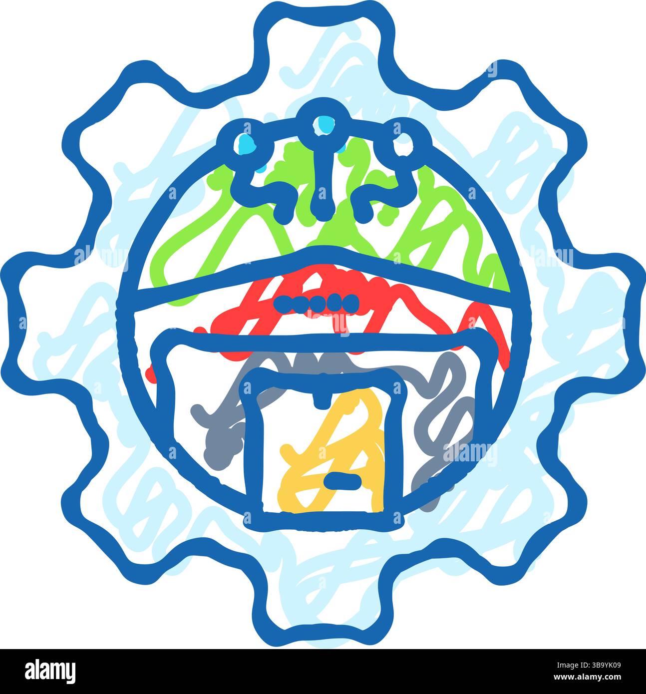 warehouse organization logistic manager icon doodle illustration Stock ...